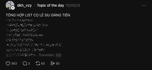 Bài viết của dkh_vzy trên Threads